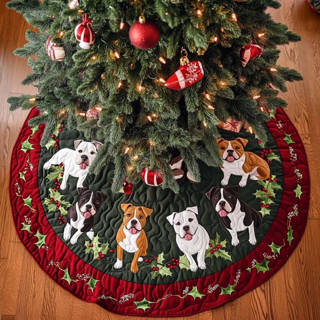 Pitbull Holly Jolly Christmas Tree Skirt - Made to Order TREEK101