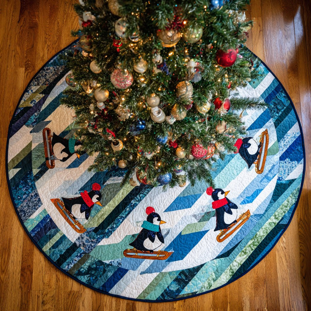 Plaid Penguin Christmas Tree Skirt - Made to Order TREEK101