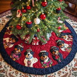 Rottweiler Christmas Joy Christmas Tree Skirt - Made to Order TREEK101
