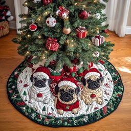 Pug Holiday Christmas Tree Skirt - Made to Order TREEK101