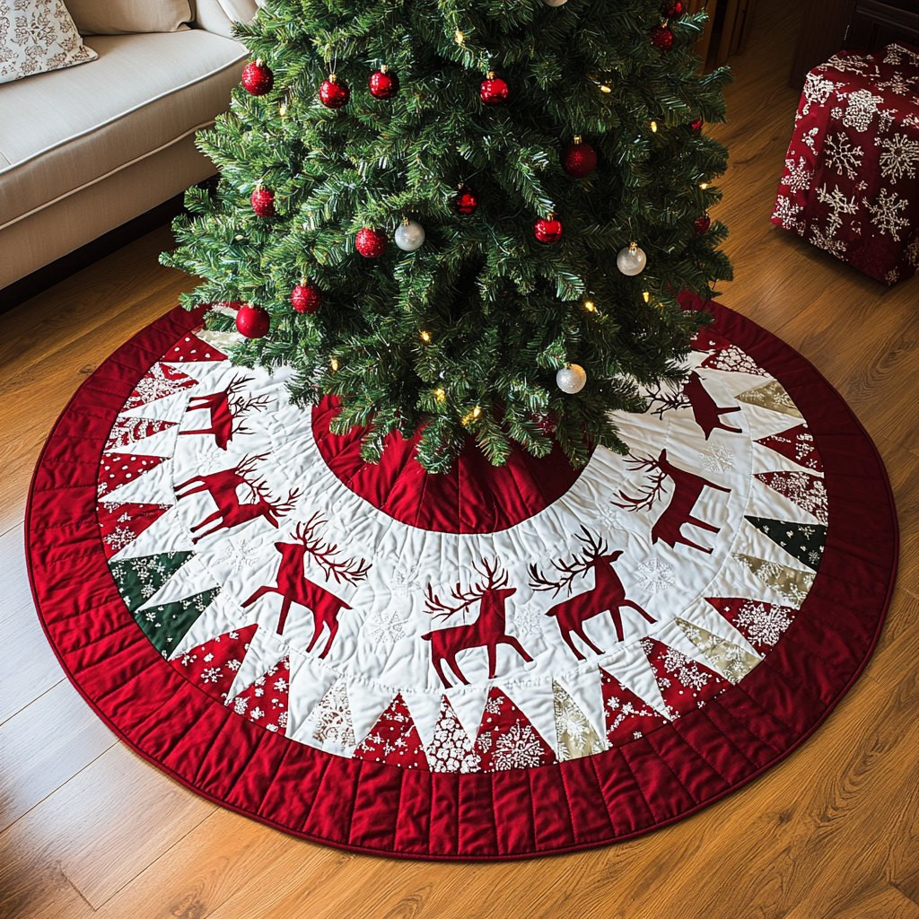 Prancer Parade Christmas Tree Skirt - Made to Order TREEK101