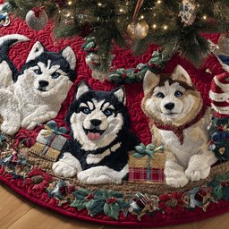 Merry Husky Trail Christmas Tree Skirt - Made to Order TREEK101