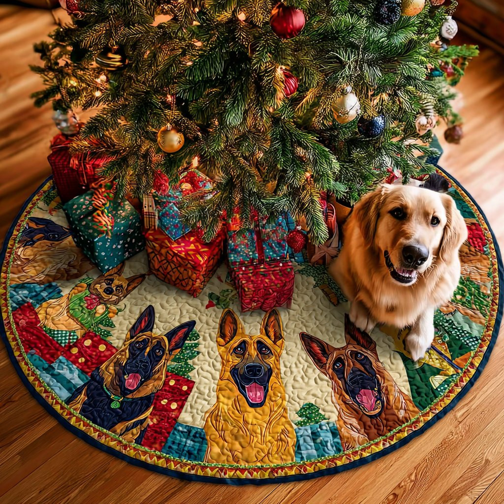 German Shepherds on the Patch Ring Christmas Tree Skirt - Made to Order TREEK101