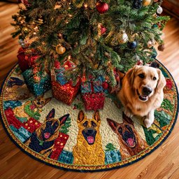 German Shepherds on the Patch Ring Christmas Tree Skirt - Made to Order TREEK101