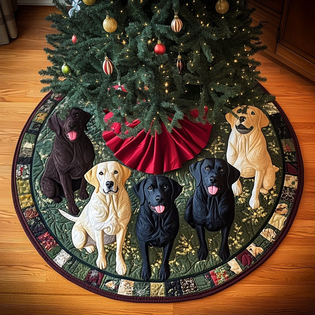 Labs on the Green Patch Border Christmas Tree Skirt - Made to Order TREEK101