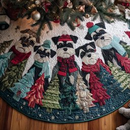 Merry Schnauzers Christmas Tree Skirt - Made to Order TREEK101