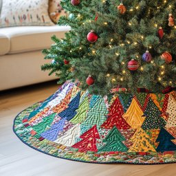 Scrap Quilt Pine Sweep Christmas Tree Skirt - Made to Order TREEK101