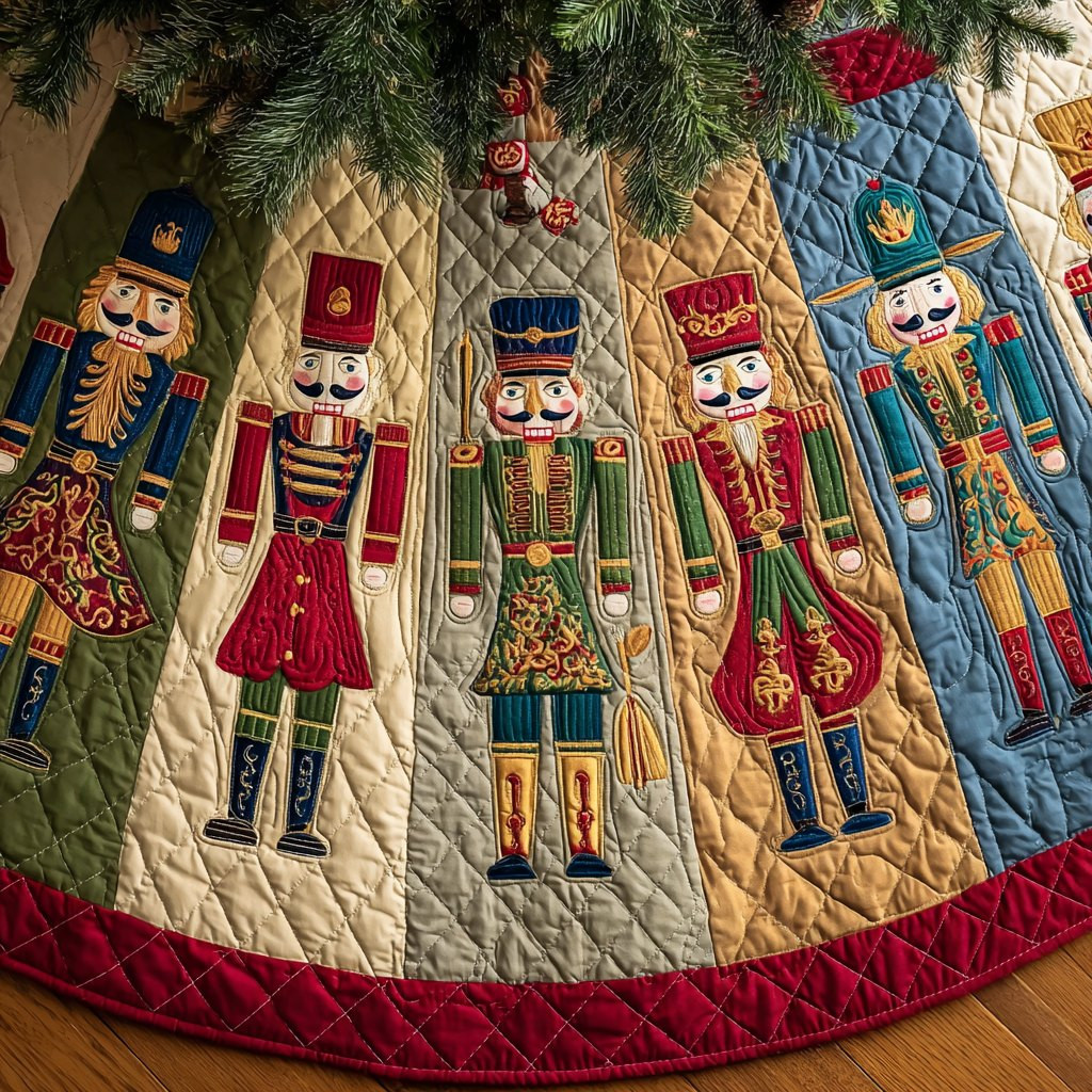 Nutcrackers on the Wedge Panel Ring Christmas Tree Skirt - Made to Order TREEK101