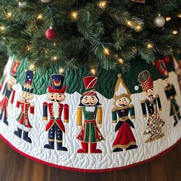 Nutcracker Row on the Green Band Christmas Tree Skirt - Made to Order TREEK101