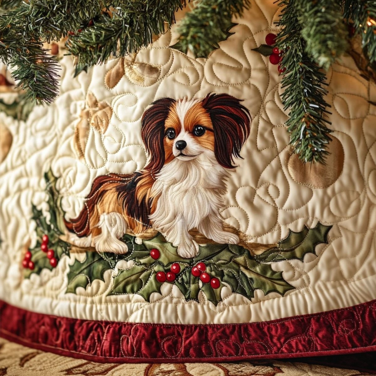 Papillon in the Park Christmas Tree Skirt - Made to Order TREEK101