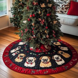 Puggy Christmas Fun Christmas Tree Skirt - Made to Order TREEK101