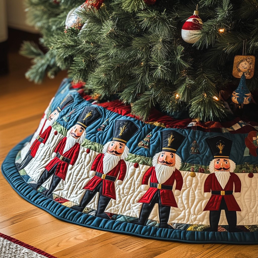 Nutcracker Line on the Blue Band Christmas Tree Skirt - Made to Order TREEK101