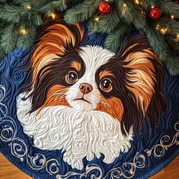 Morning with Papillon Christmas Tree Skirt - Made to Order TREEK101