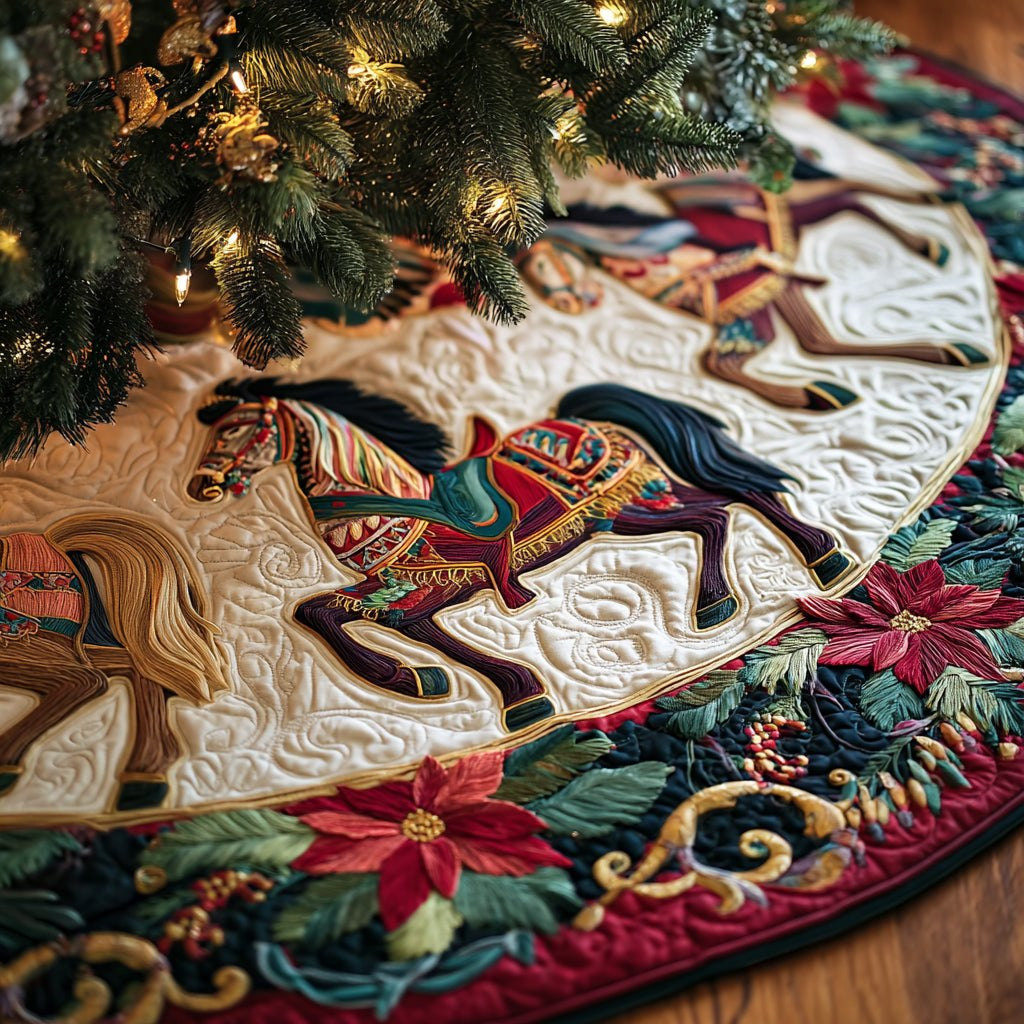 Ruby Merry Go Round Christmas Tree Skirt - Made to Order TREEK101