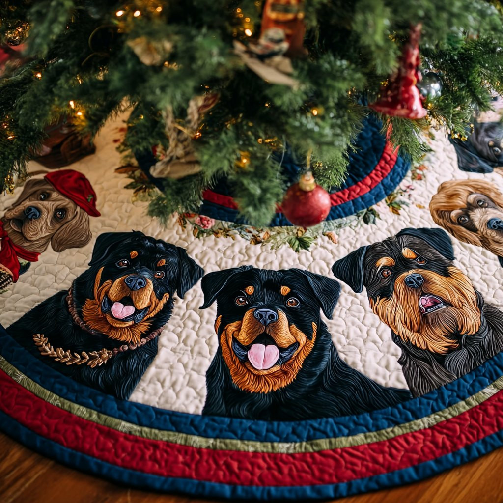 Rottweiler Heart Christmas Tree Skirt - Made to Order TREEK101
