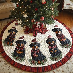 Rottweiler Holiday Cheer Christmas Tree Skirt - Made to Order TREEK101