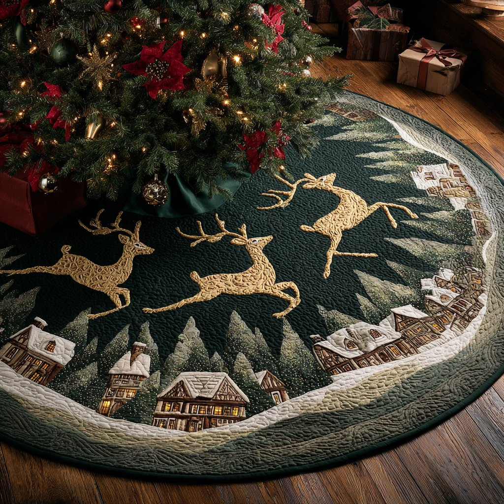 Reindeer Light Christmas Tree Skirt - Made to Order TREEK101