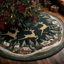 Reindeer Light Christmas Tree Skirt - Made to Order TREEK101