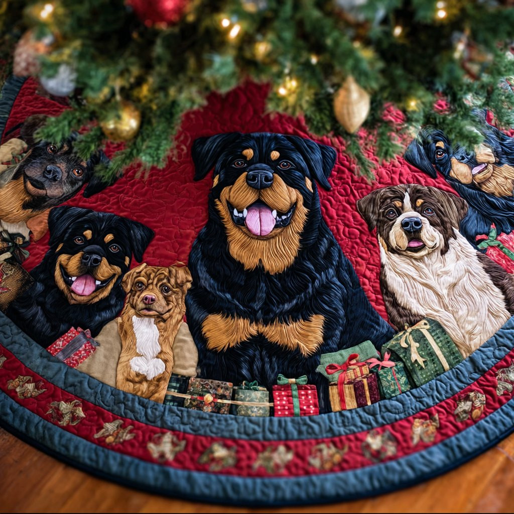 Rottweiler Charm Christmas Tree Skirt - Made to Order TREEK101