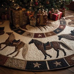 Running Stallion Christmas Tree Skirt - Made to Order TREEK101