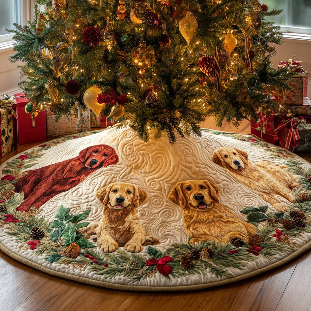 Goldens on the Rainbow Patch Ring Christmas Tree Skirt - Made to Order TREEK101
