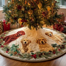 Goldens on the Rainbow Patch Ring Christmas Tree Skirt - Made to Order TREEK101