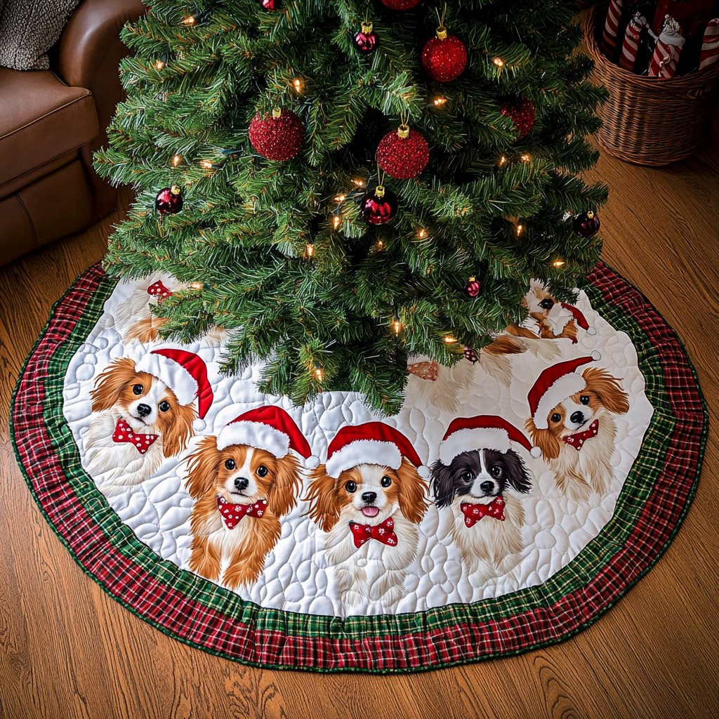 Papillon Christmas Charm Christmas Tree Skirt - Made to Order TREEK101