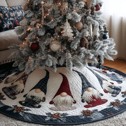 Rustic Snow Gnomes Christmas Tree Skirt - Made to Order TREEK101