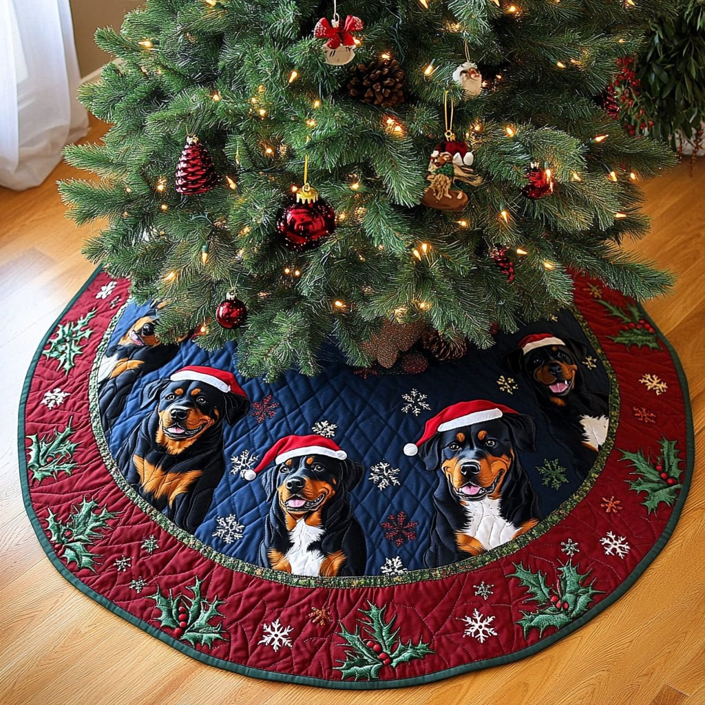 Rottweiler Xmas Joy Christmas Tree Skirt - Made to Order TREEK101