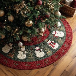 Mistletoe Snowman Christmas Tree Skirt - Made to Order TREEK101