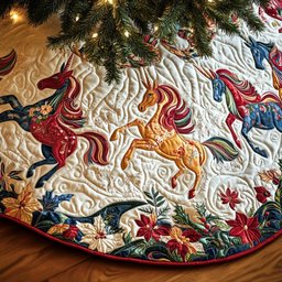 Poinsettia Prance Christmas Tree Skirt - Made to Order TREEK101