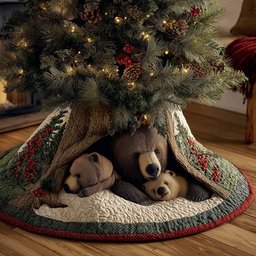 Northwoods Bear Nook Christmas Tree Skirt - Made to Order TREEK101