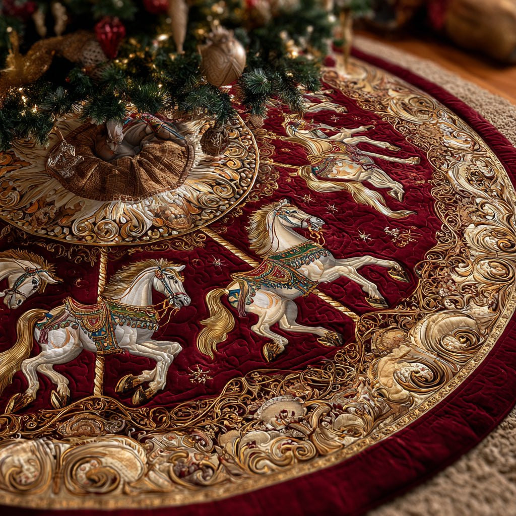 Regal Merry Go Round Christmas Tree Skirt - Made to Order TREEK101