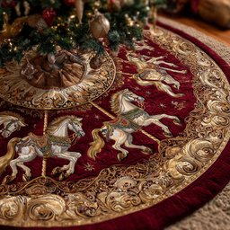 Regal Merry Go Round Christmas Tree Skirt - Made to Order TREEK101