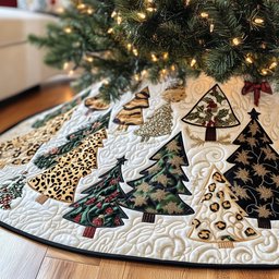Leopard and Pine Trees on the Ring Christmas Tree Skirt - Made to Order TREEK101