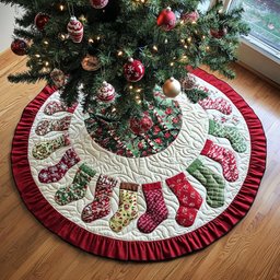 Christmas Stockings with a Ruffle Hem Christmas Tree Skirt - Made to Order TREEK101