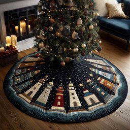 Lighthouse Night Wonder Christmas Tree Skirt - Made to Order TREEK101