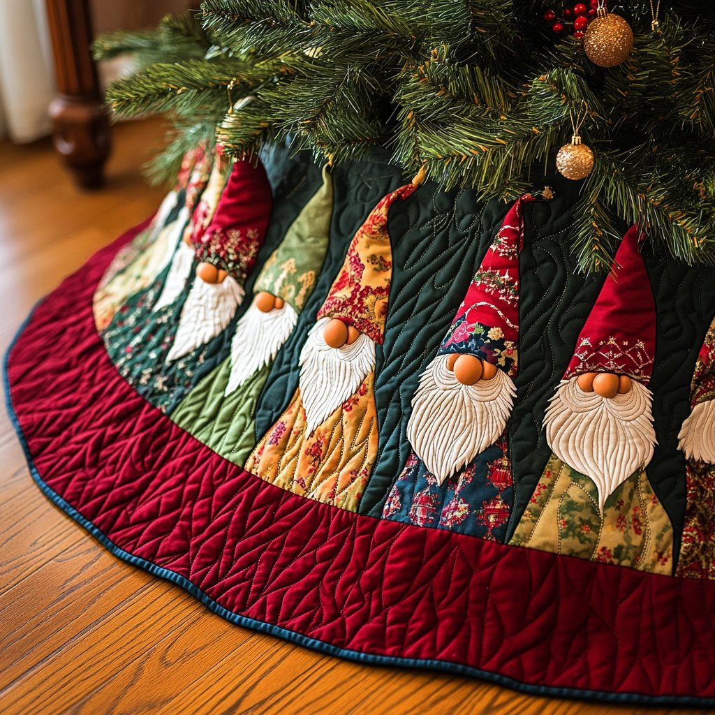 Gnome Wedge Panels in Autumn Christmas Tree Skirt - Made to Order TREEK101