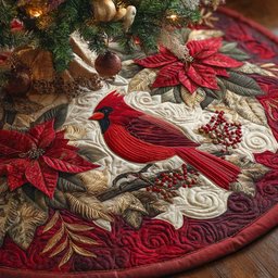 Ruby Songbird Noel Christmas Tree Skirt - Made to Order TREEK101