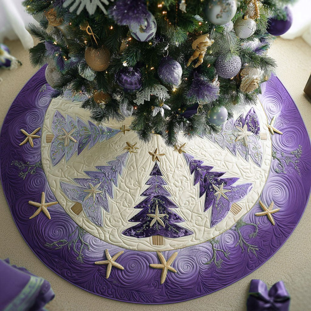 Purple Frosty Pines Village Christmas Tree Skirt - Made to Order TREEK101
