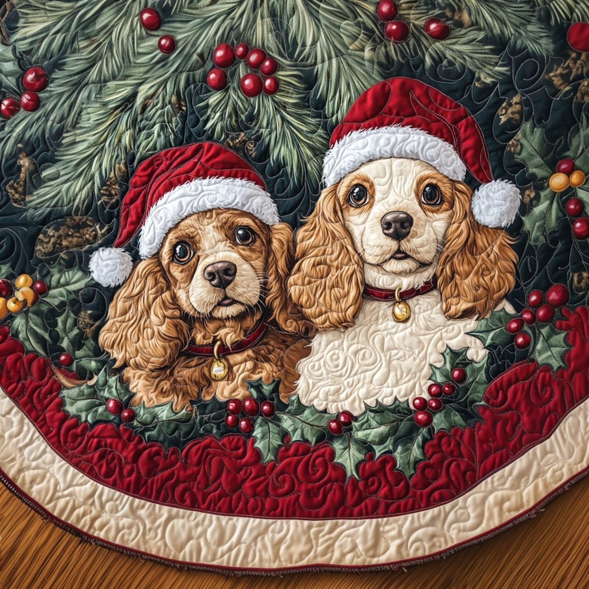 Loving Spaniel Christmas Tree Skirt - Made to Order TREEK101