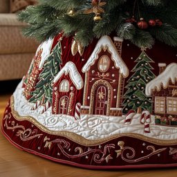 Gingerbread Chapel in the Snow Christmas Tree Skirt - Made to Order TREEK101