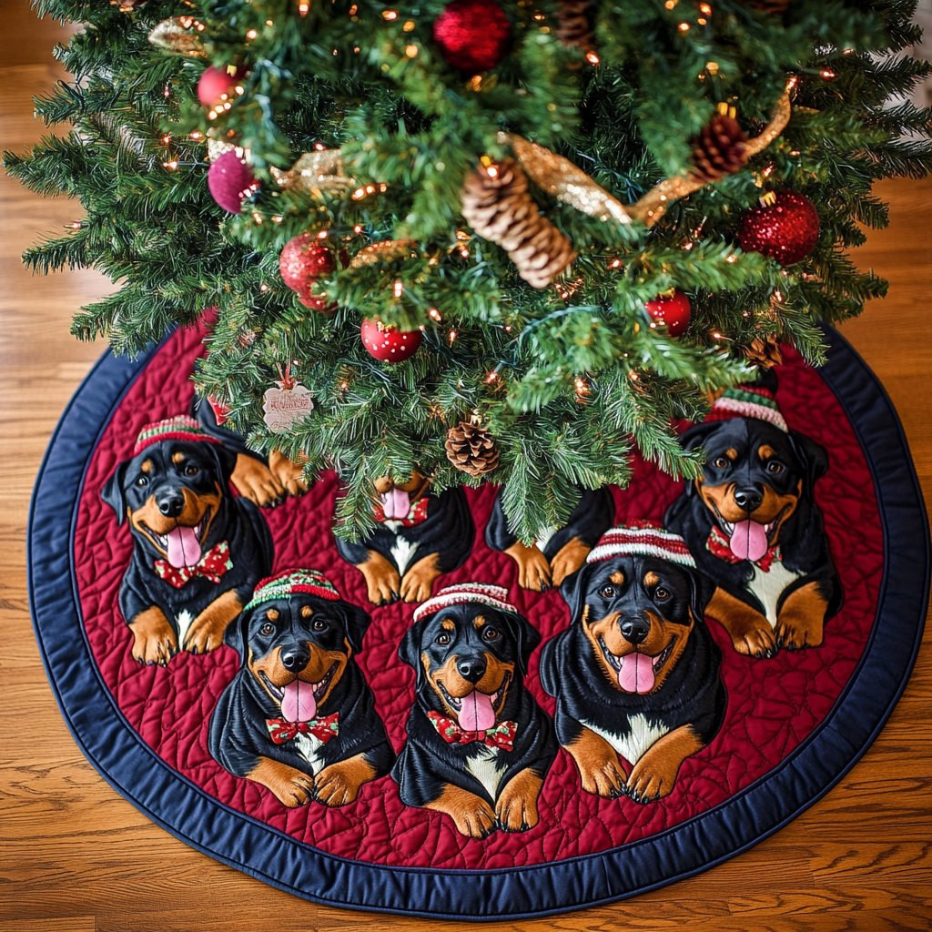 Rottweiler Noel Christmas Tree Skirt - Made to Order TREEK101