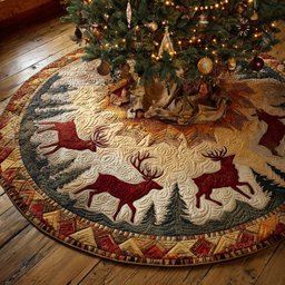 Regal Stag Christmas Tree Skirt - Made to Order TREEK101