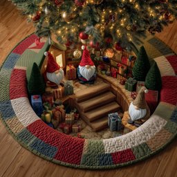Gnomes on the Workshop Stair Christmas Tree Skirt - Made to Order TREEK101