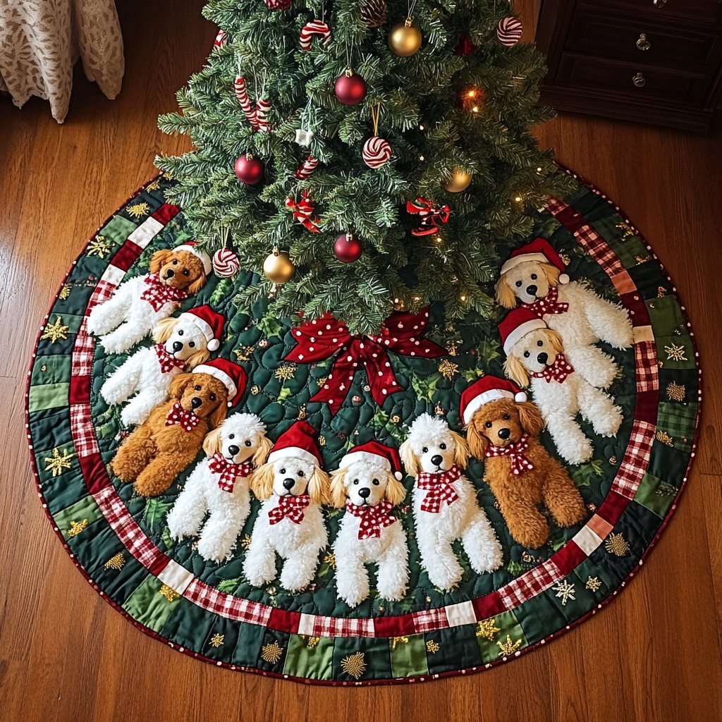 Poodle Noel Christmas Tree Skirt - Made to Order TREEK101