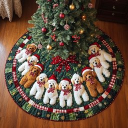 Poodle Noel Christmas Tree Skirt - Made to Order TREEK101