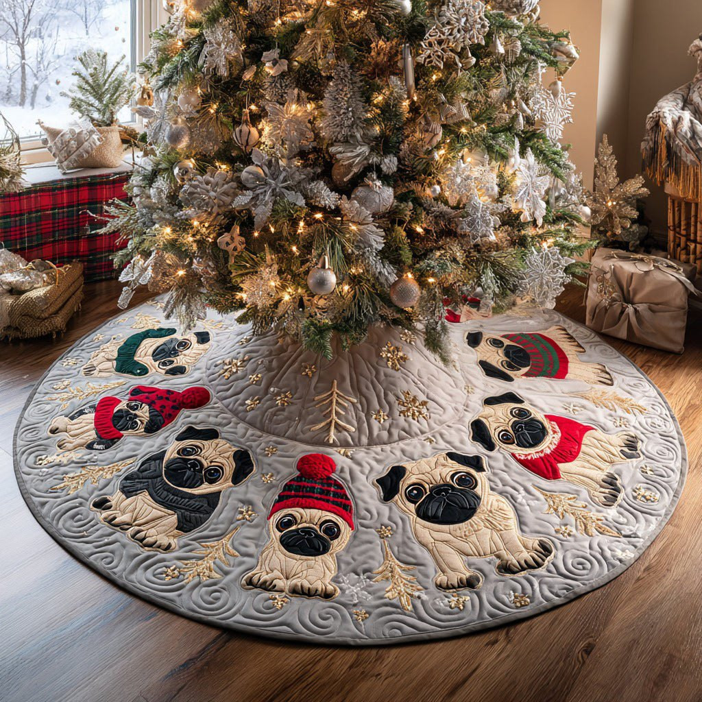 Pug Parade Christmas Tree Skirt - Made to Order TREEK101