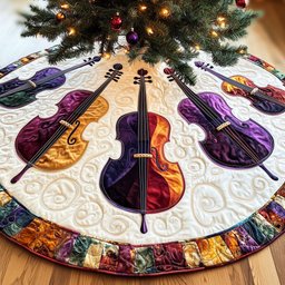 Cello Trio on the Patch Rim Christmas Tree Skirt - Made to Order TREEK101