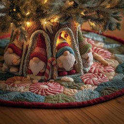 Gnomes in the Peppermint Grotto Christmas Tree Skirt - Made to Order TREEK101